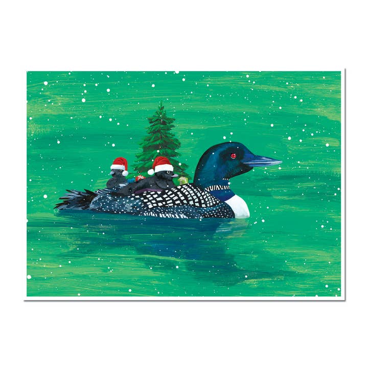 Tarjeta Navideña Loon Family para venta al por mayor de Allport Editions