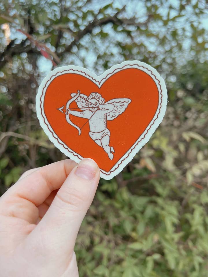 Cupid Heart Sticker for wholesale by Art By Elowyn