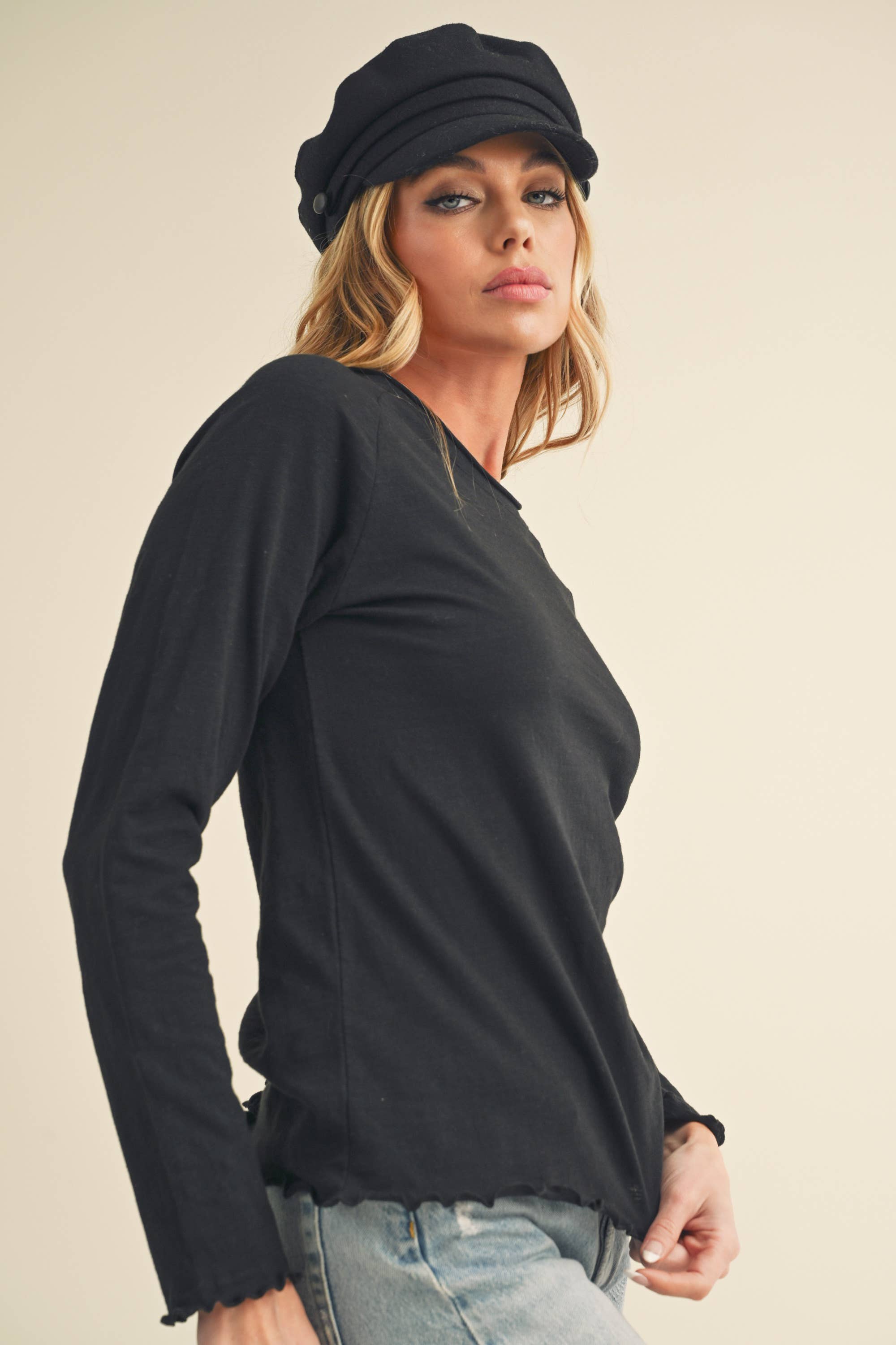 AEMI + CO - Wholesale Knit Top - Women's - 8288DN Gwen Baby Long Sleeve Top 50