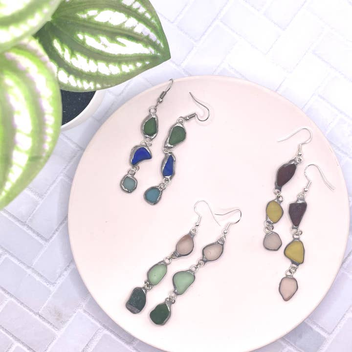 Cyn Elizabeth Studios - Wholesale Dangle earrings - Tumbled Row Sea Glass Earrings3