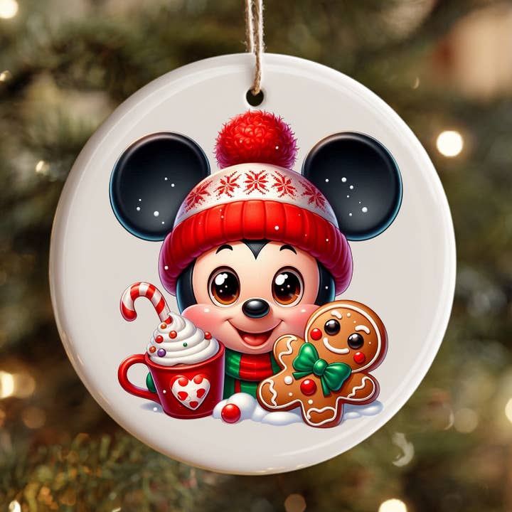 Baby Mouse Christmas Ceramic Ornament for wholesale by JAC Wholesale