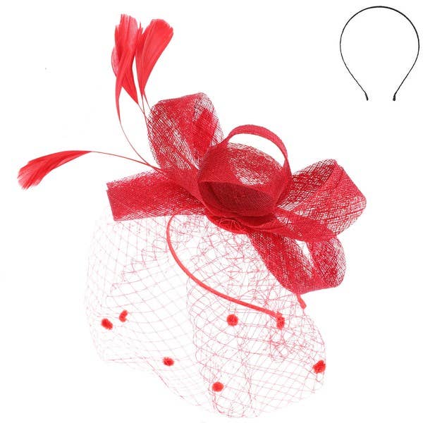 anbfashion - Wholesale Fascinator Hat - Women's - BOW VEILED DETACHABLE HEADBAND FASCINATOR HTH2684