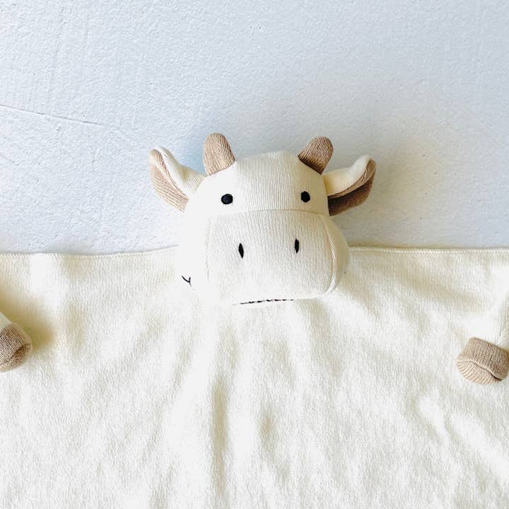 Viverano Organics - Wholesale Security/Cuddle Blanket - Baby - Cow- Organic Baby Lovey Security Blanket Cuddle Cloth