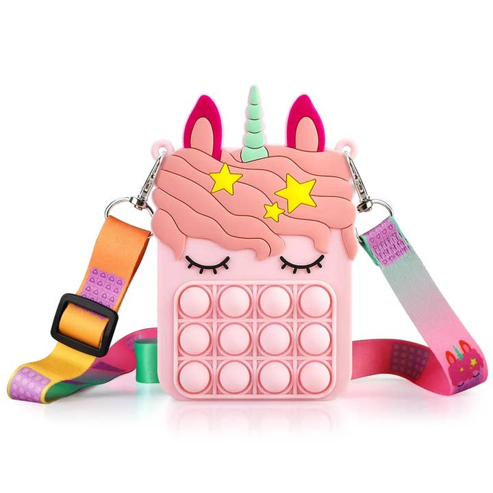 JSBlueRidge Toys - Vente Sac à bandoulière – enfant - Sacoche Fidget Pop it Licorne pour Fille en Gros