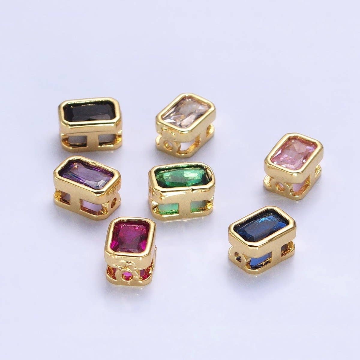 Aim Eternal - Wholesale Individual Charm/Pendant - Mini Rectangle Bead Spacer CZ Micro Pave Geometric Spacer Bead Connector Charm B-435 B-438 B-439 B-445 B-454 B-455 B-67410