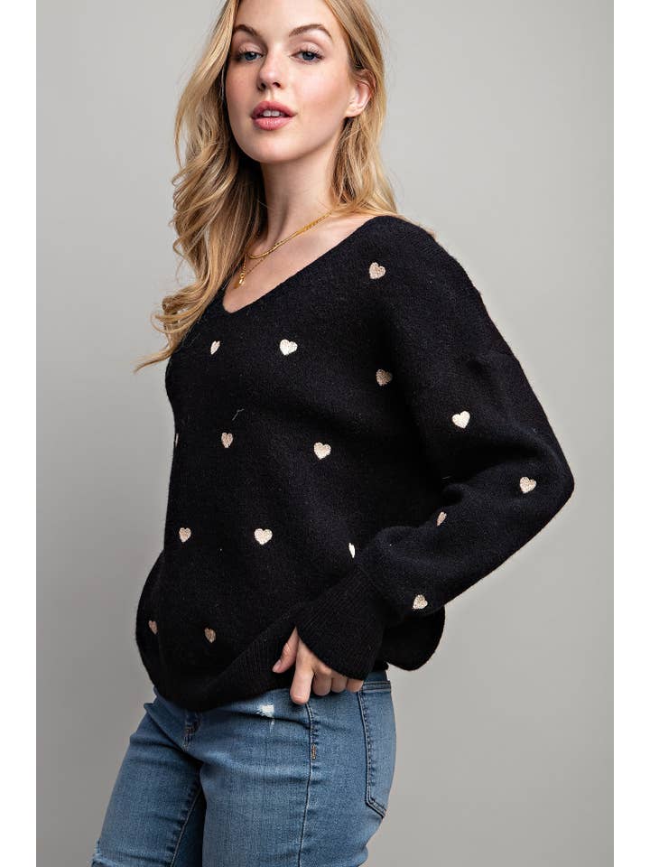 Sweet Generis - Wholesale Knit Sweater - Women's - HEART PATTERN BOXY KNIT PULLOVER SWEATER14