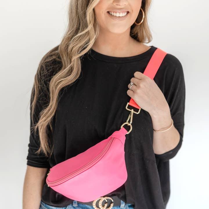 Thomas and Lee Company - Vente Sac ceinture – femme - Sac banane en nylon coloré Hannah avec sangle19