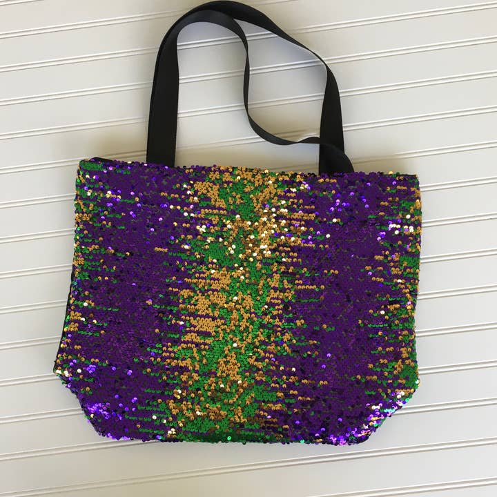 SongLily - Wholesale Tote Bag - Women's - Sequin Mardi Gras shopping/ tote bag