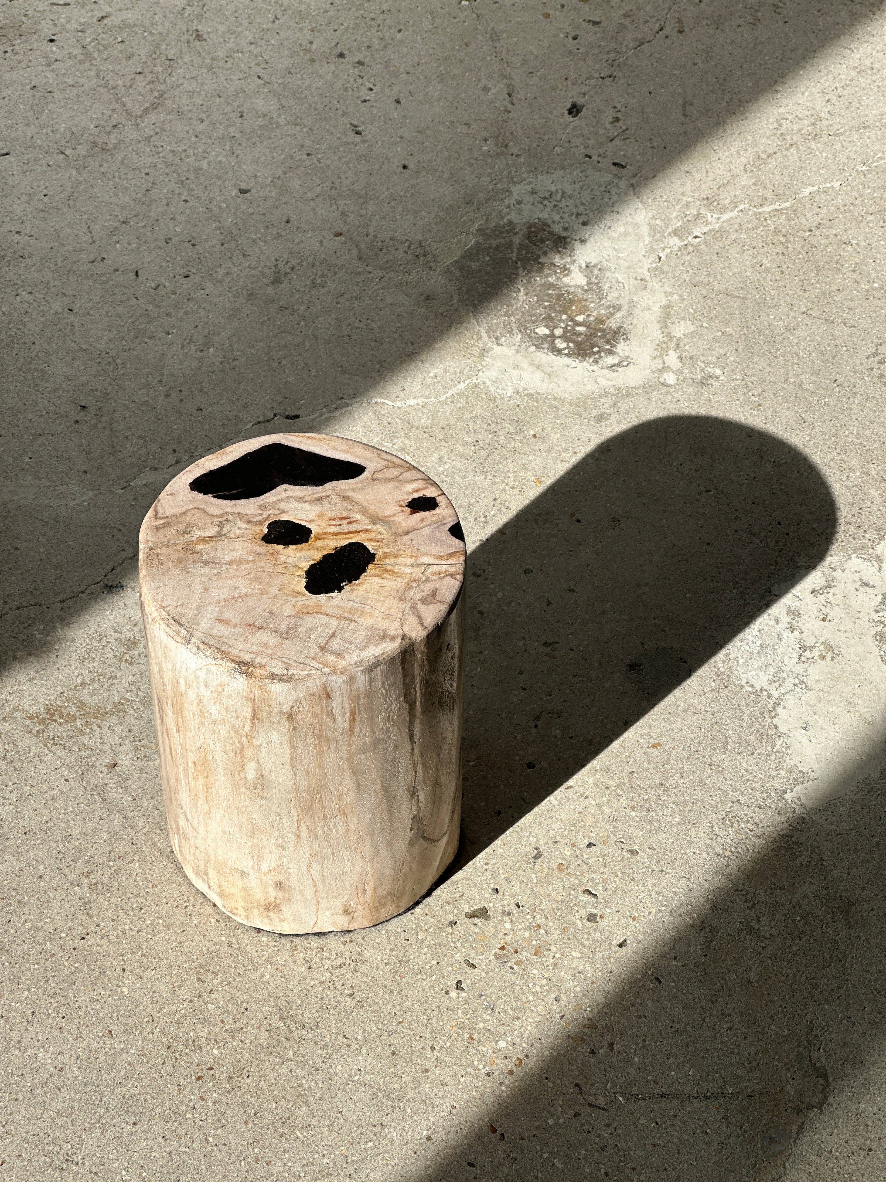 Office Objets - Wholesale Side Table - White petrified wood side table with black spots H:27.5 D:1841