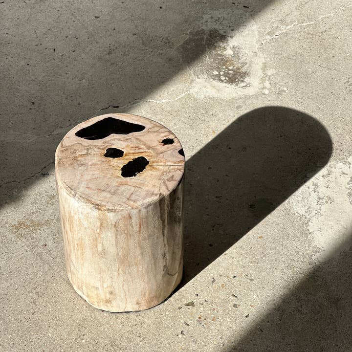 Office Objets - Wholesale Side Table - White petrified wood side table with black spots H:27.5 D:1841