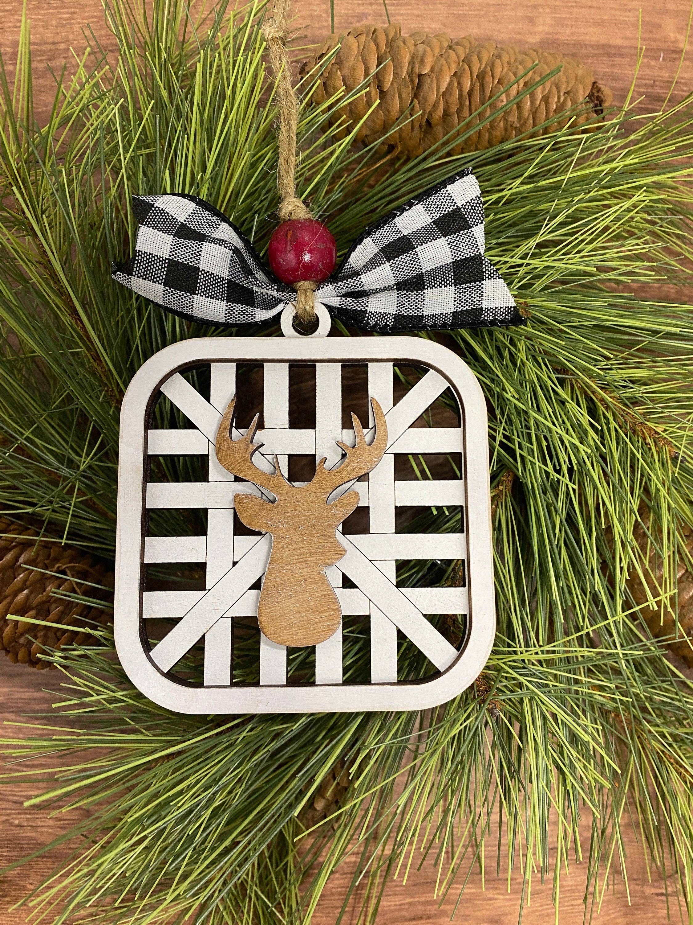 Creekside Cottage Designs - Wholesale Ornament - Tobacco basket ornament - Christmas decor - Ornament- tiered tray decor - deer ornament - wreath ornament0