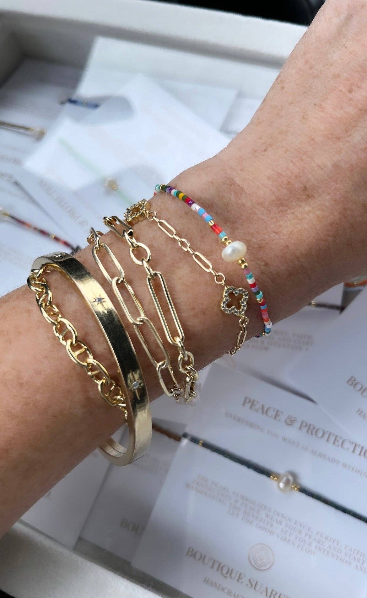 Boutique Suarez Co. - Wholesale Beaded Bracelet - Manifest Peace - Pearl Bracelet52