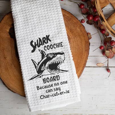 Shark Coochie Board Kitchen Tea Towel, Charcuterie Pun for wholesale by AbbyKate HOME