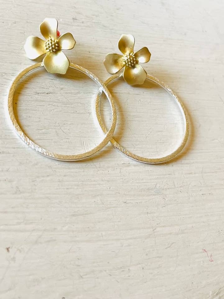 Blomma Hoop-örhängen Blandade Metall för wholesale av ShannAgains Jewels