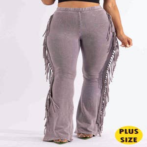 Pants & Jumpsuits, Brown Cotton Fringe Yoga Pants