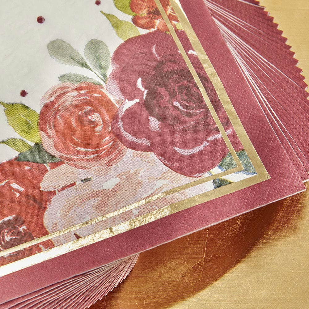 Kate Aspen – wholesale Disposable napkin – Burgundy Blush Floral 2 Ply Paper Napkins (Set of 30)6