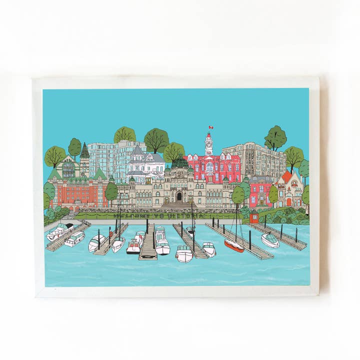 Vista da cidade do porto de Victoria, Impressão artística por atacado de Creationzbycatherine Catherine