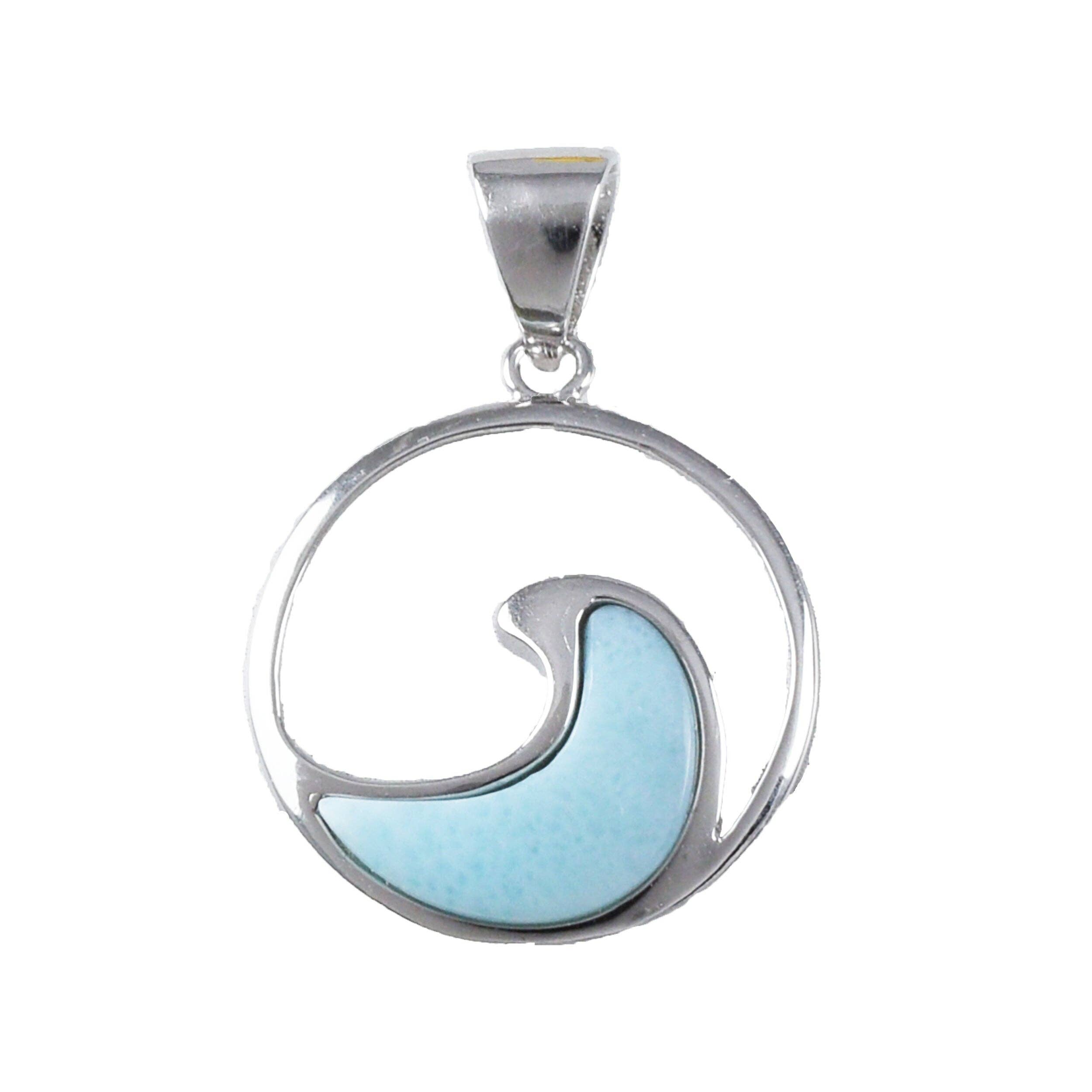 Paradise Treasures Jewelry - Wholesale Individual Charm/Pendant - Hawaiian Genuine Larimar Ocean Wave Pendant, Sterling Silver Larimar Wave Pendant, Christmas Anniversary Birthday Mother Mom Gift0