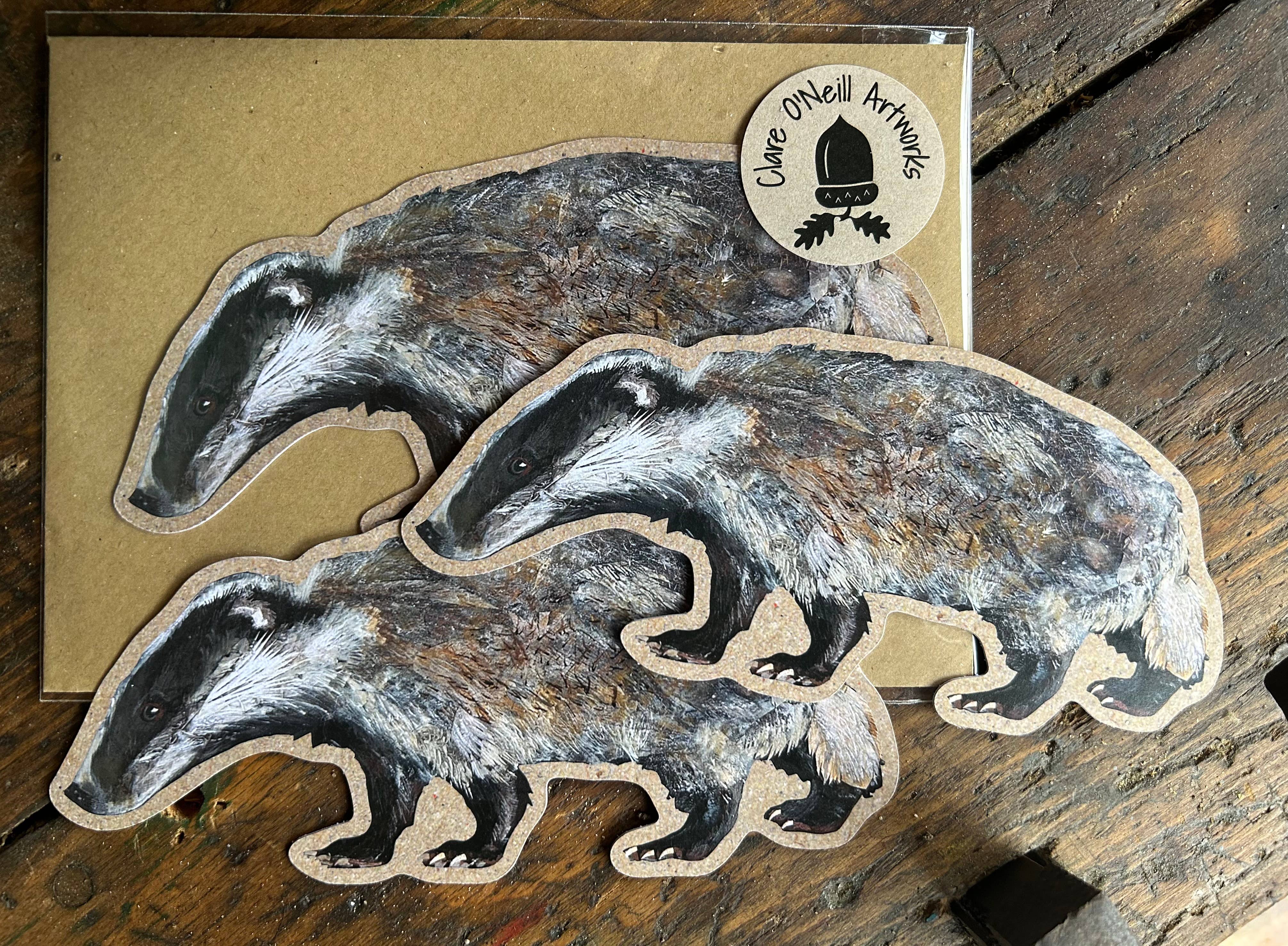 Clare O’Neill Artworks - Wholesale Postcard - Large Custom cut Badger postcard 2