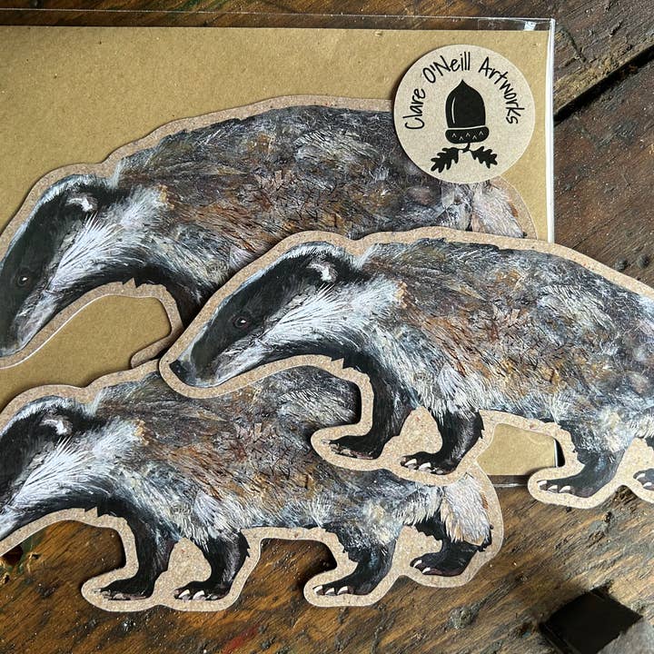 Clare O’Neill Artworks - Wholesale Postcard - Large Custom cut Badger postcard 2