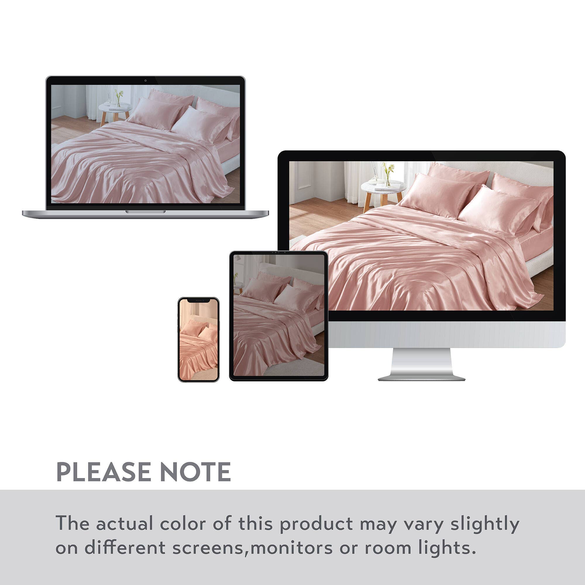 Olliix - Wholesale Sheet Set - Luxury Satin 6-Piece Sheet Set, Blush Pink24