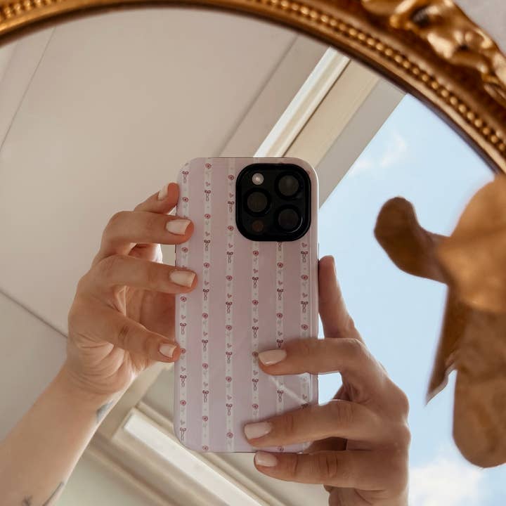 Funda rígida para teléfono con diseño exclusivo de rosas y lazos, doble capa resistente para venta al por mayor de the cute cloud