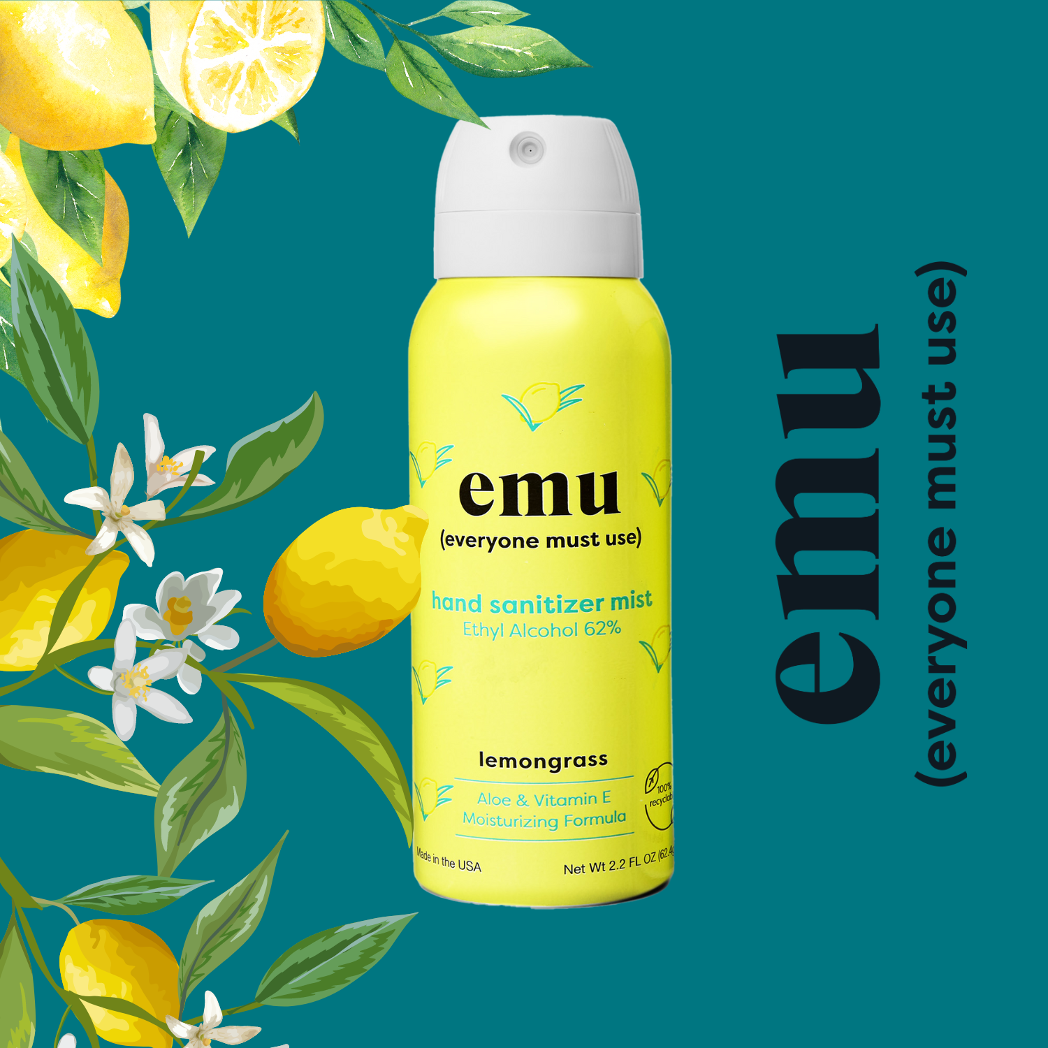 Closeouts Surplus & Salvage - Wholesale Hand Sanitizer - EMU Moisturizing Hand Sanitizer Mist 2.2oz  - 24 Pack3