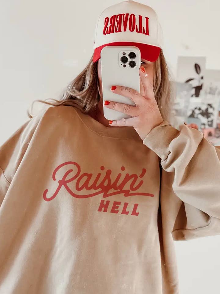 Raisin' Hell Crewneck for wholesale by AK CLOTHING COMPANY, LLC