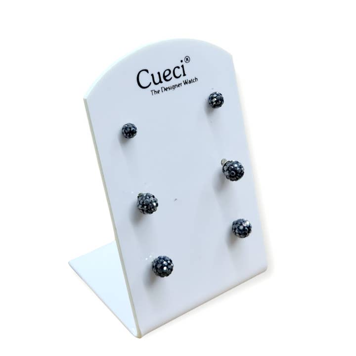 SET PENDIENTE ACERO BOLITA PARES PLATEADA GRIS para venta al por mayor de Mayachi