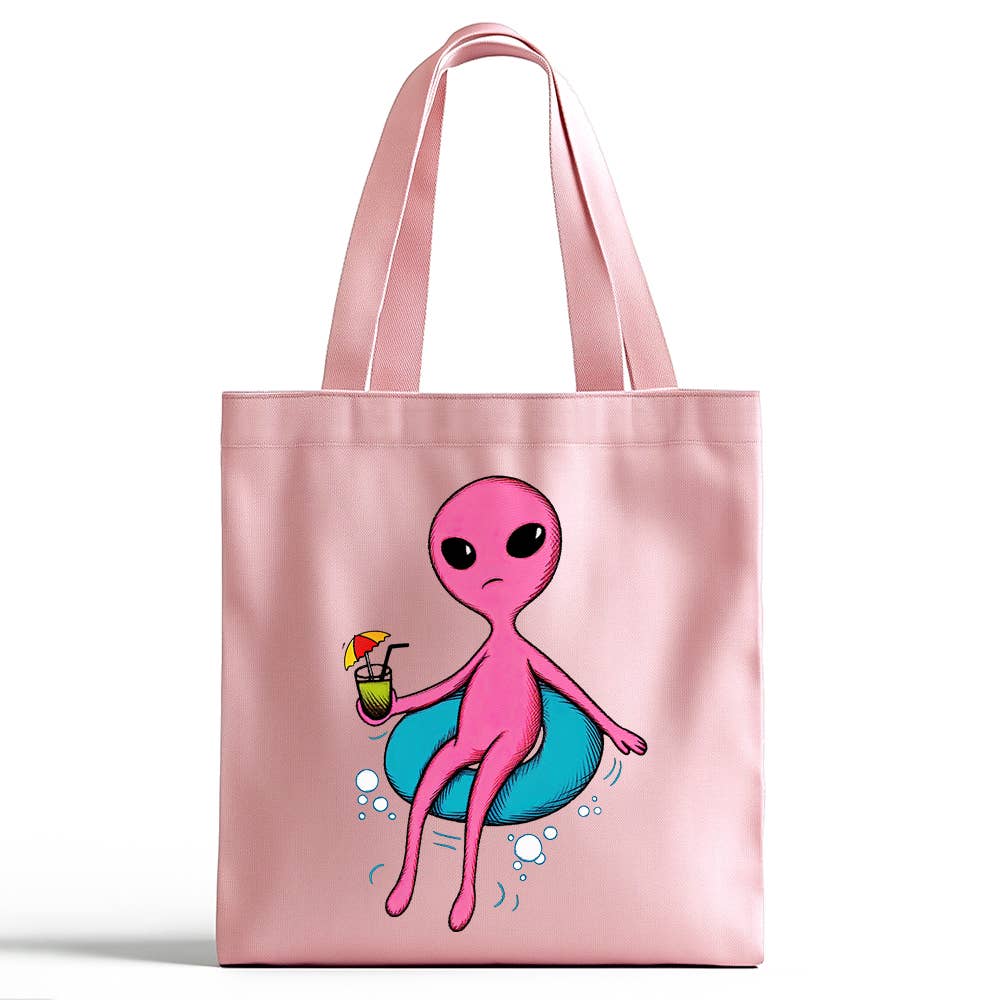 Loftipop - Wholesale Tote Bag - Women's - Summer Lounging Alien Tote Bag, Fun Extraterrestrial Gifts0