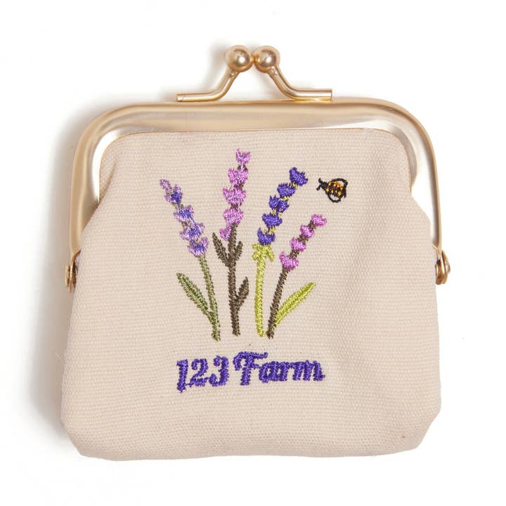 Lavender Embroidered Clutch Coin Pouch – Metal Clasp for wholesale by 123 Farm