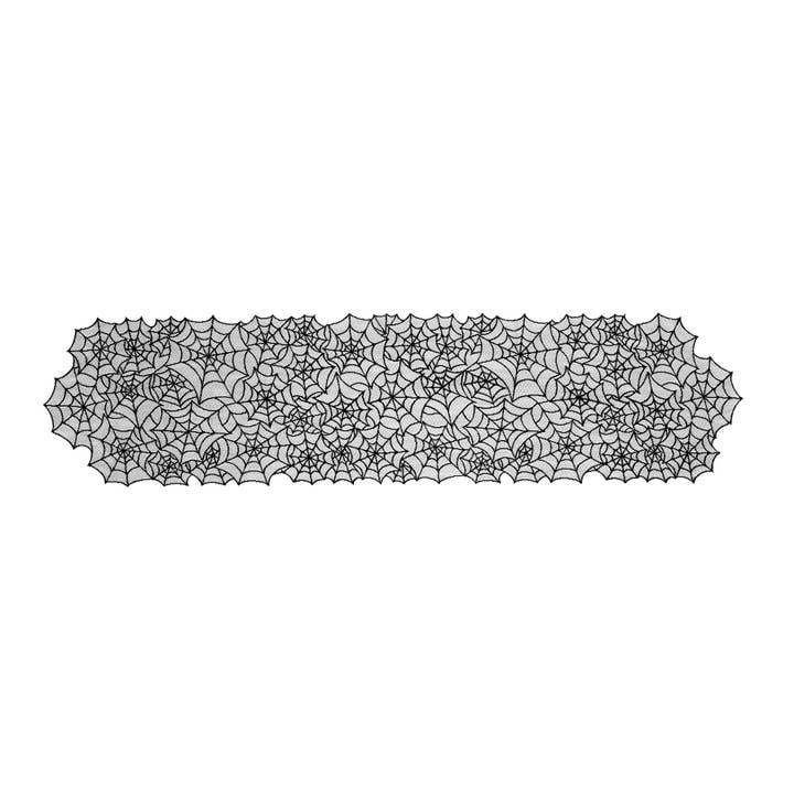 Heritage Lace - Wholesale Table Runner - Halloween Spider Web 20x80 Mantle Table Runner Black