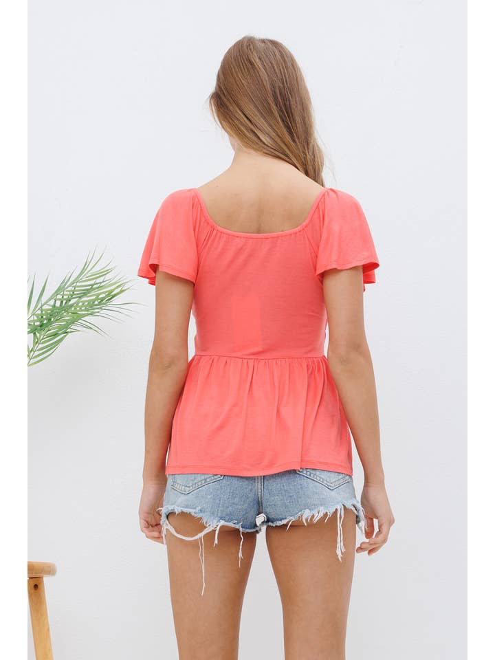 Blue B - Wholesale Blouse - Women's - 31453T - Lace Bralette Bodice Soft Rayon Knit Jersey Peplum