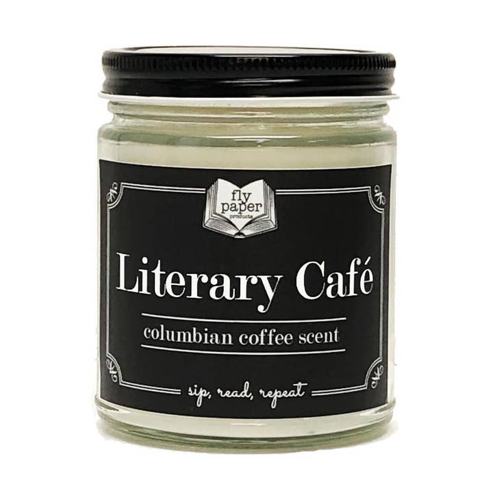 Fly Paper Products – wholesale Jar/filled candle – Literary Café 9oz Glass Candle Coffee Scented0