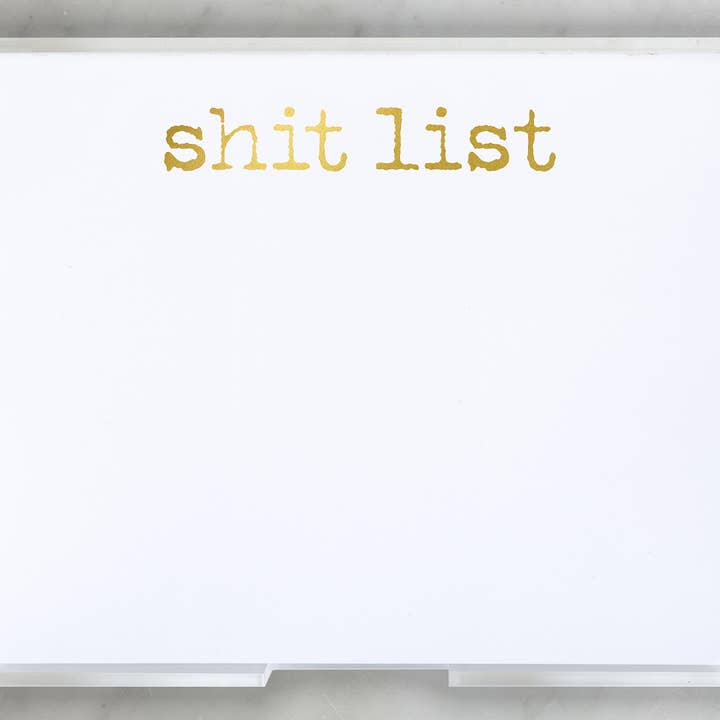 Black Ink - Wholesale Notepad - Large Gold Foil Shit List Notepad