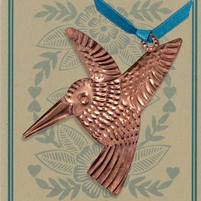 Alessaro Designs - Wholesale Ornament - Copper Humming Bird Keepsake Ornament on Greeting Card0