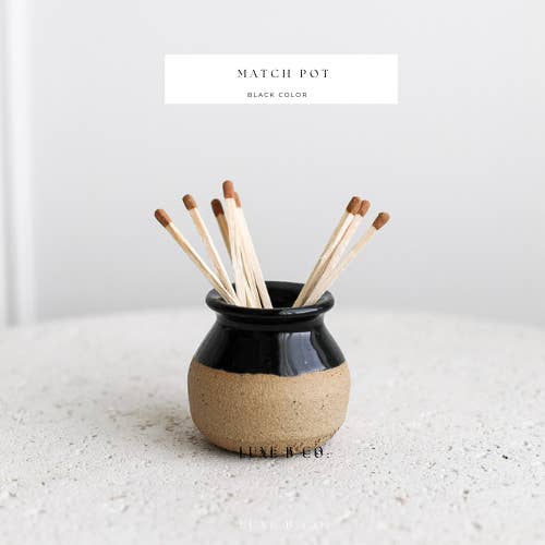 Match Striker - Handmade Two Toned Strike Mini Pottery Black for wholesale by Luxe B Co