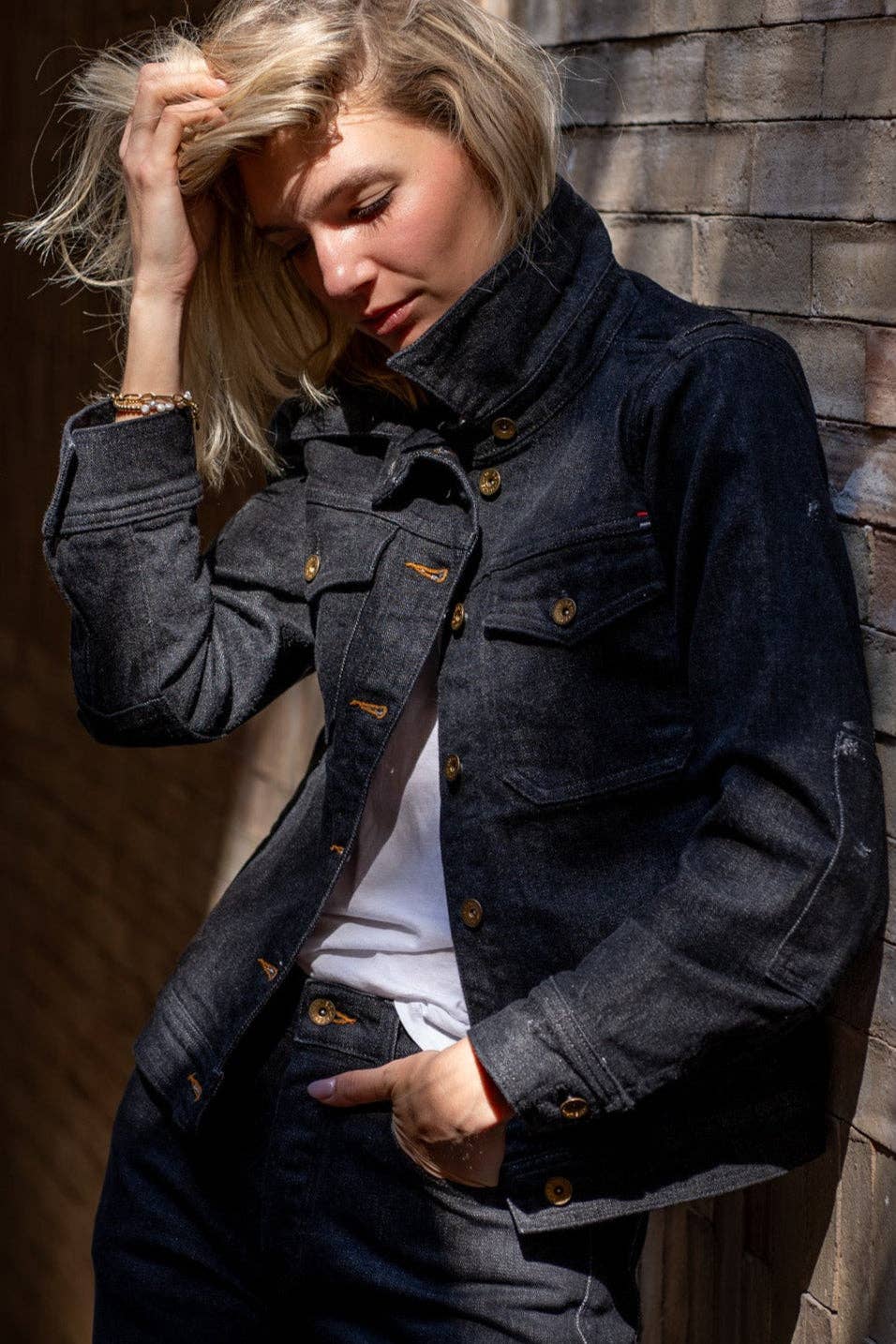 Black Stone Artcher Jacket | 14oz Broken Twill Denim for wholesale on Faire