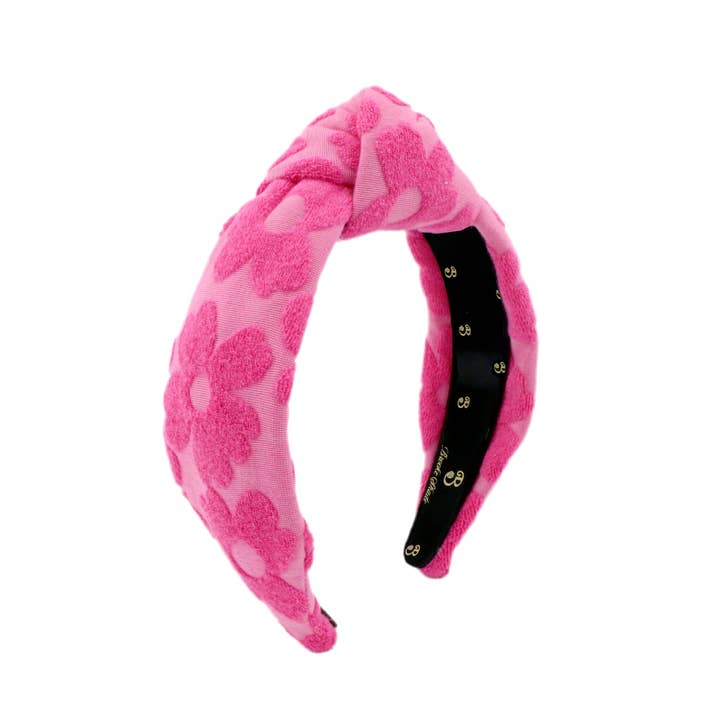 The Hot Pink Flower Terry High Top Knot for wholesale by Brooke Shade