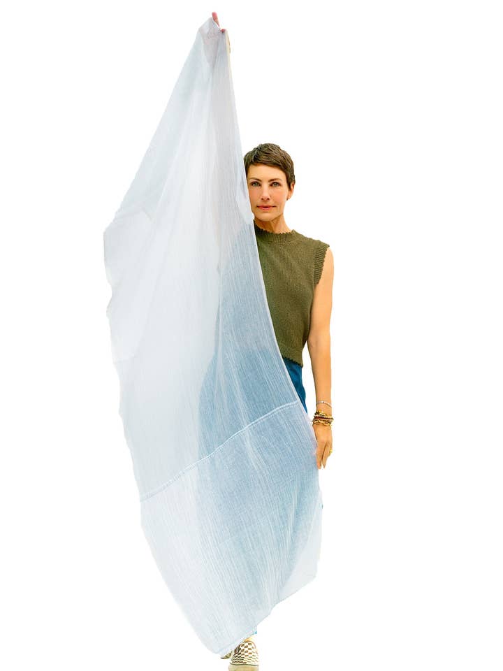 Insect-Repellent Scarf — Gardenia in Faint Blue and White for wholesale by Shoo for Good