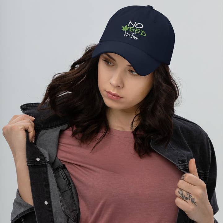 No Fun Company – wholesale Baseballkeps - Unisex – Keps, Hatt, Ingen Weed Ingen Roligt, Begränsad Upplaga, Marinblå