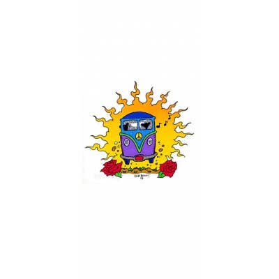 PEACE VW MICROBUS IN SUN With Roses STICKER for wholesale by Gypsy Rose