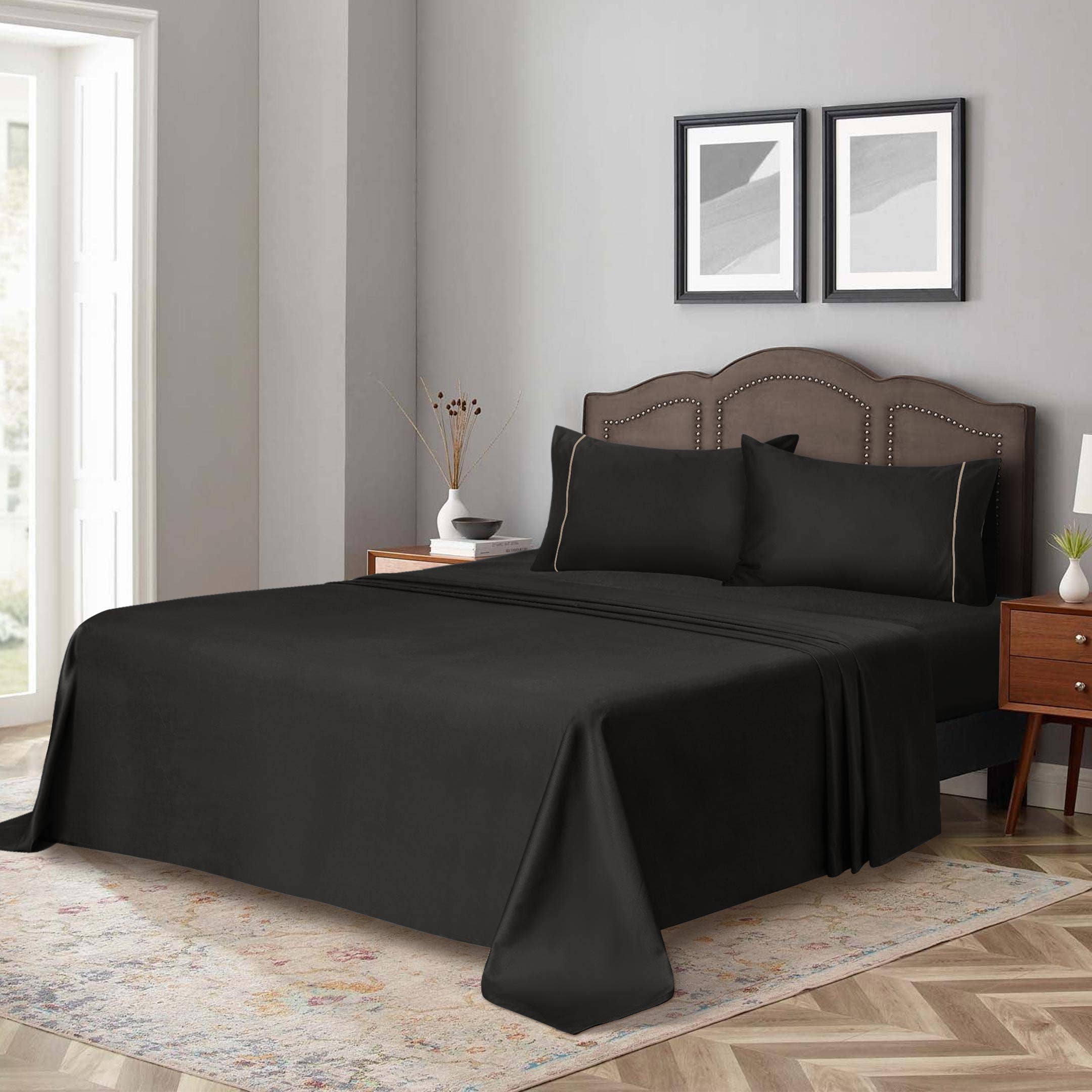 Cottonpassion_US – Conjunto de lençóis por atacado – Jogo de lençol em algodão cetim 400 fios com bordado - 4 peças44