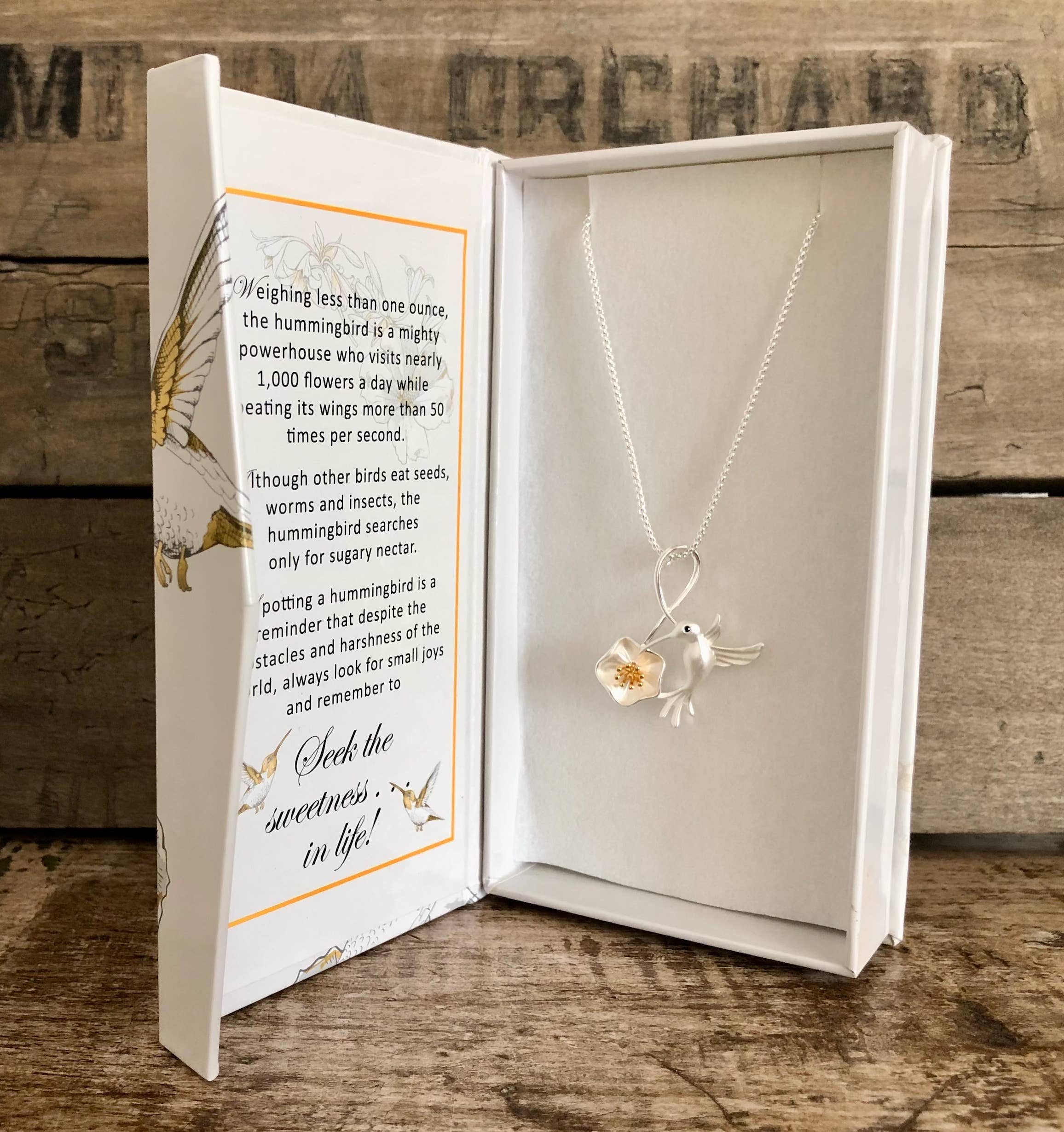 Carol Young Silver - Wholesale Pendant/Charm Necklace - Hummingbird and Flower Necklace Jewelry