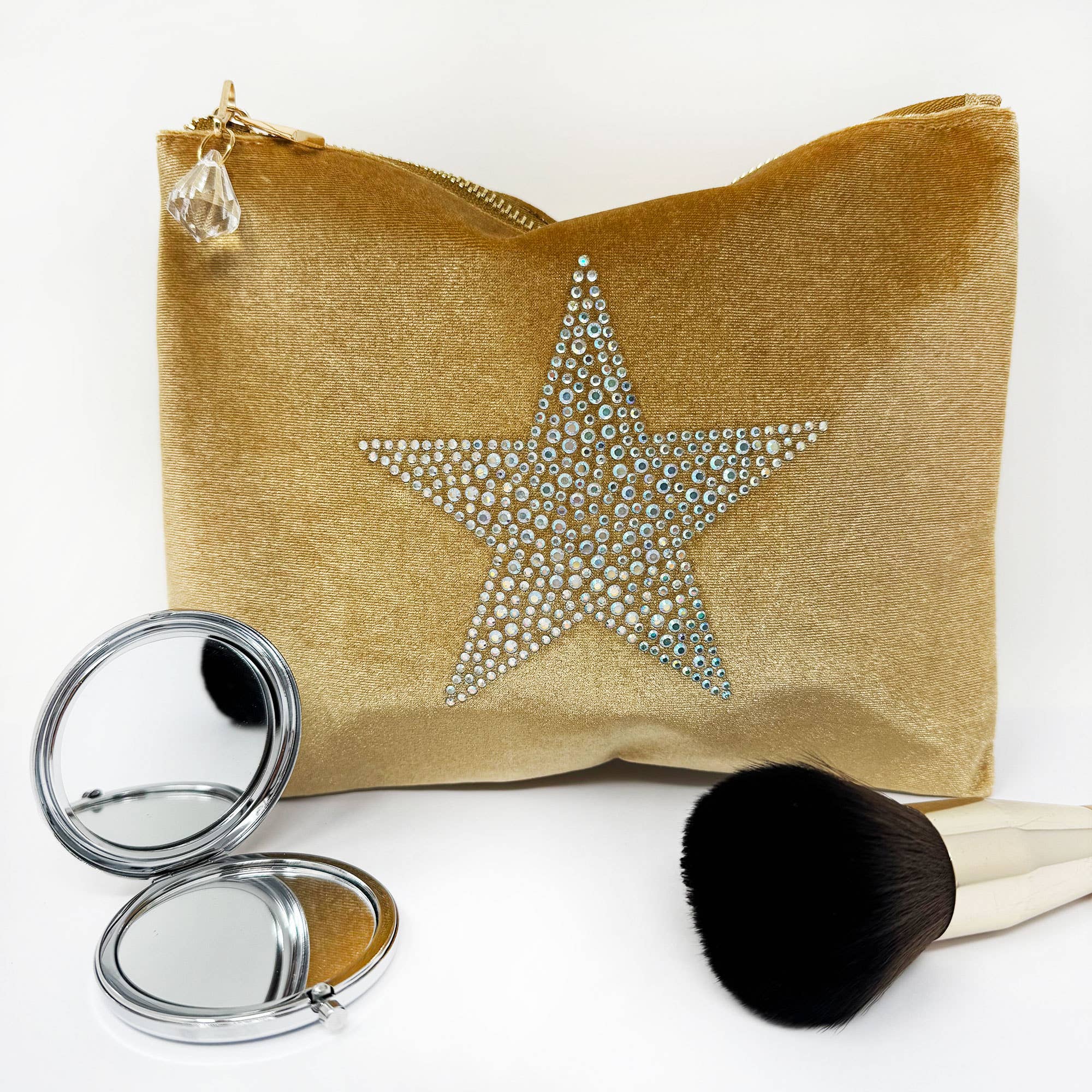 Lovethelinks Ltd - Vente Trousses de maquillage/cosmétique - Trousse de maquillage en velours avec étoile en strass2