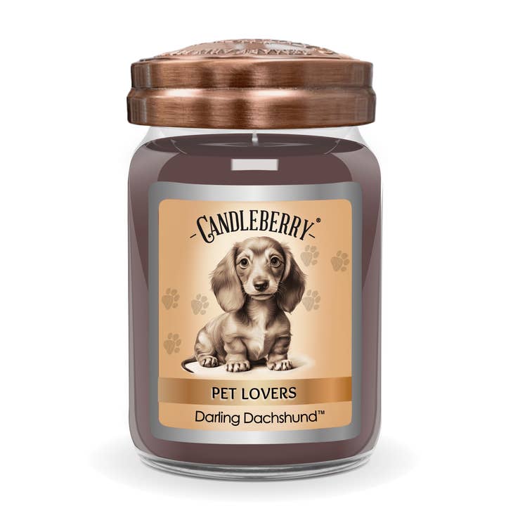 Darling Dachshund - Large Jar Candle for wholesale by The Candleberry Candle Company