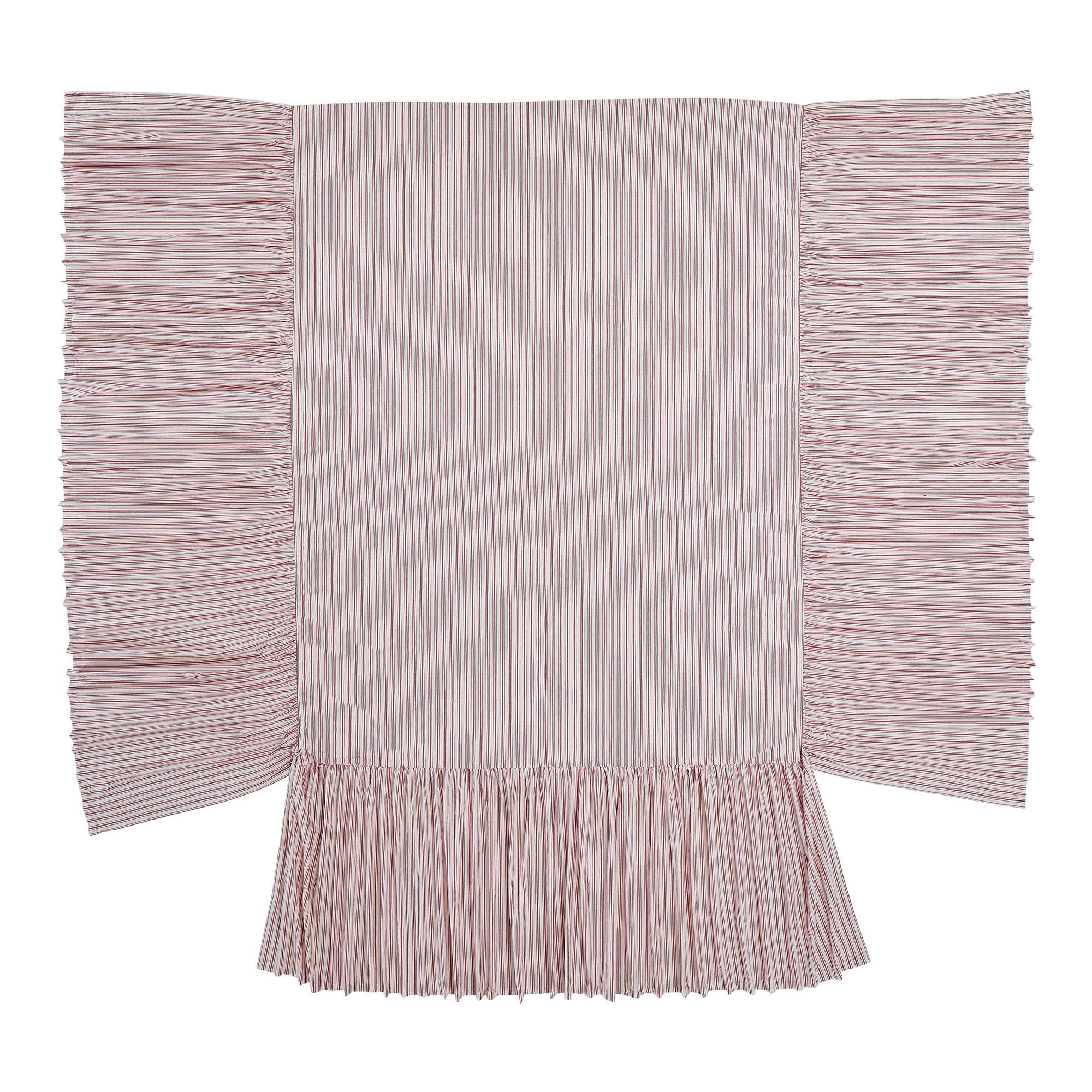 VHC Brands - Wholesale Bedding Blanket - Timeless Ticking Red Ruffled King Bedspread 80Lx76W+271