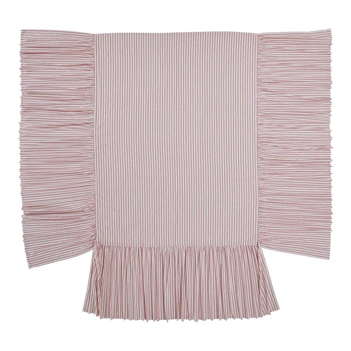 VHC Brands - Wholesale Bedding Blanket - Timeless Ticking Red Ruffled King Bedspread 80Lx76W+271