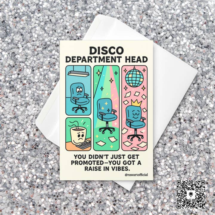 Carte de Chef de Département Disco – Carte de Félicitations Amusante pour Promotion au Travail, Humour Rétro de Bureau, Carte de Félicitations pour Patron, Cadeau de Promotion de Poste pour la vente par Hot Mess Paper Co.