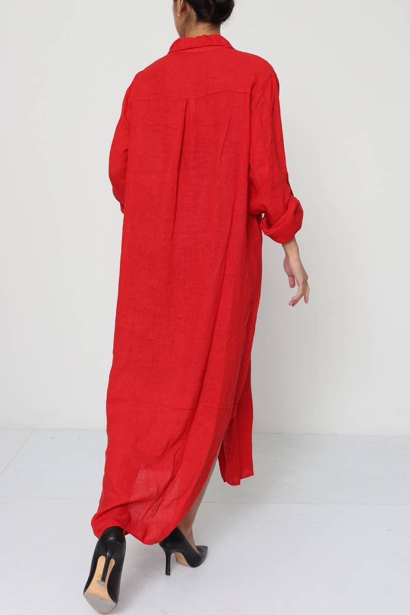 LÉA & LUC - Wholesale Dress - Women's - Long shirt dresses in 100% Linen REF. 148434